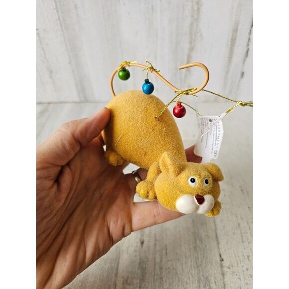 Dept 56 fuzzy orange tabby cat kitten ornament vintage Xmas tree - Picture 7 of 7